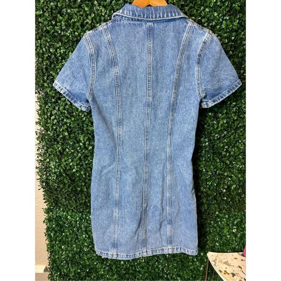 PILCRO Short-Sleeve Denim Button-Front Mini Dress Women's Size 2 Anthropologie - Picture 8 of 8